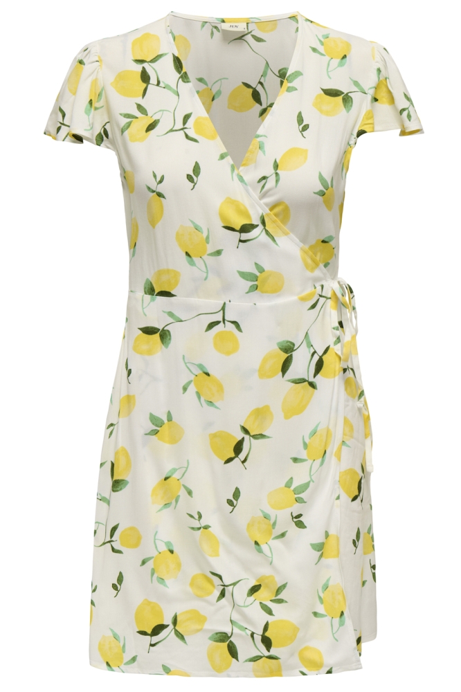 JDYSEZEN LIFE S/S WRAP DRESS WVN DI 15351572 CLOUD DANCER/LEMON